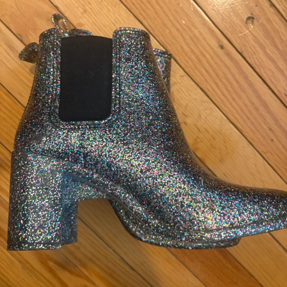 Jeffery Campbell Glitter Platform Chelsea Booties - Iridescent Multi
